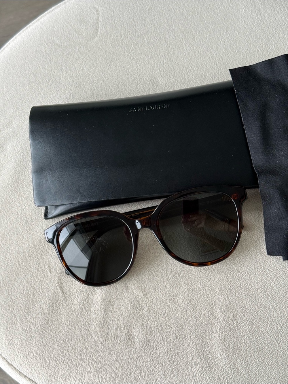 Saint Laurent Tortoiseshell Sunglasses with Dark Lenses